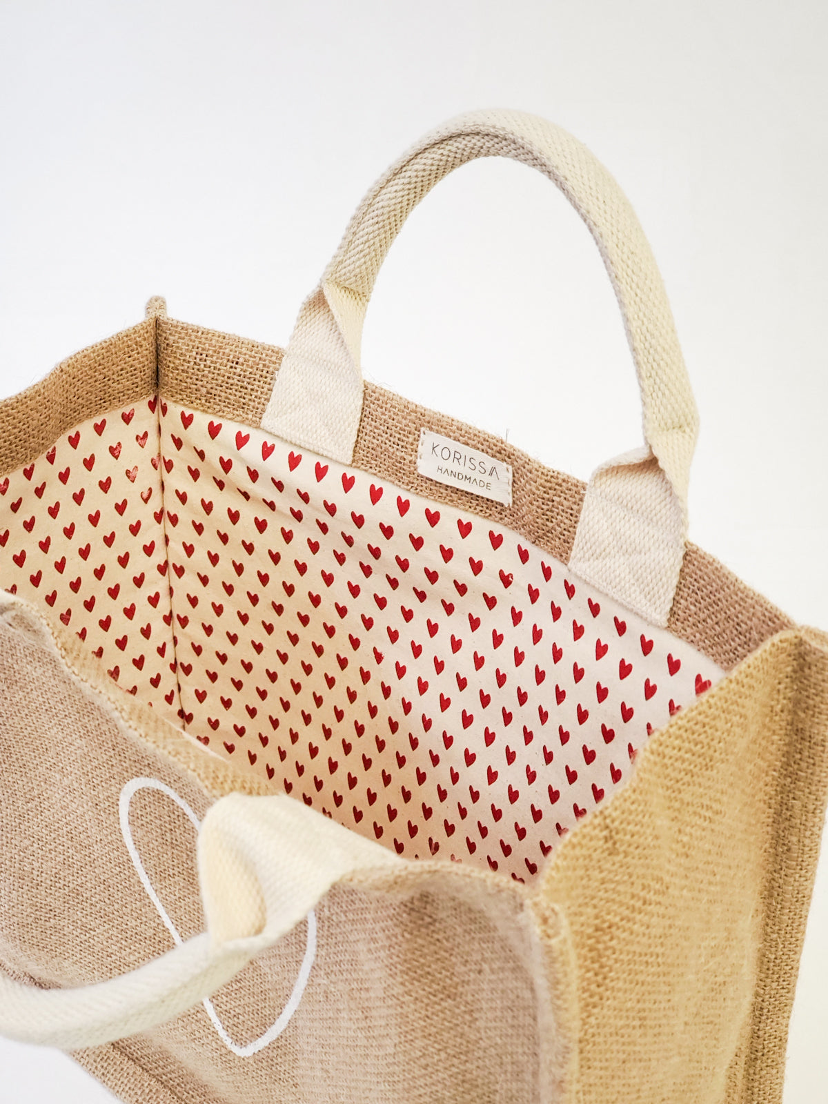 Jute Canvas Gift Bag - Love - Chickadees Wooden Toys