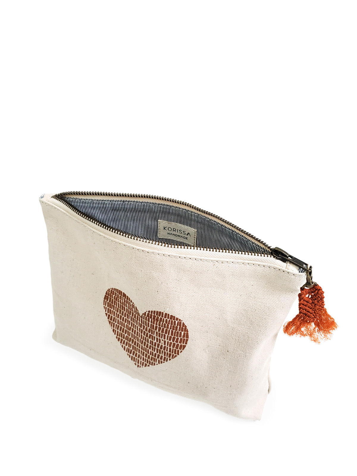 Hand Screen Printed Cotton Canvas Pouch - Love - Chickadees Wooden Toys
