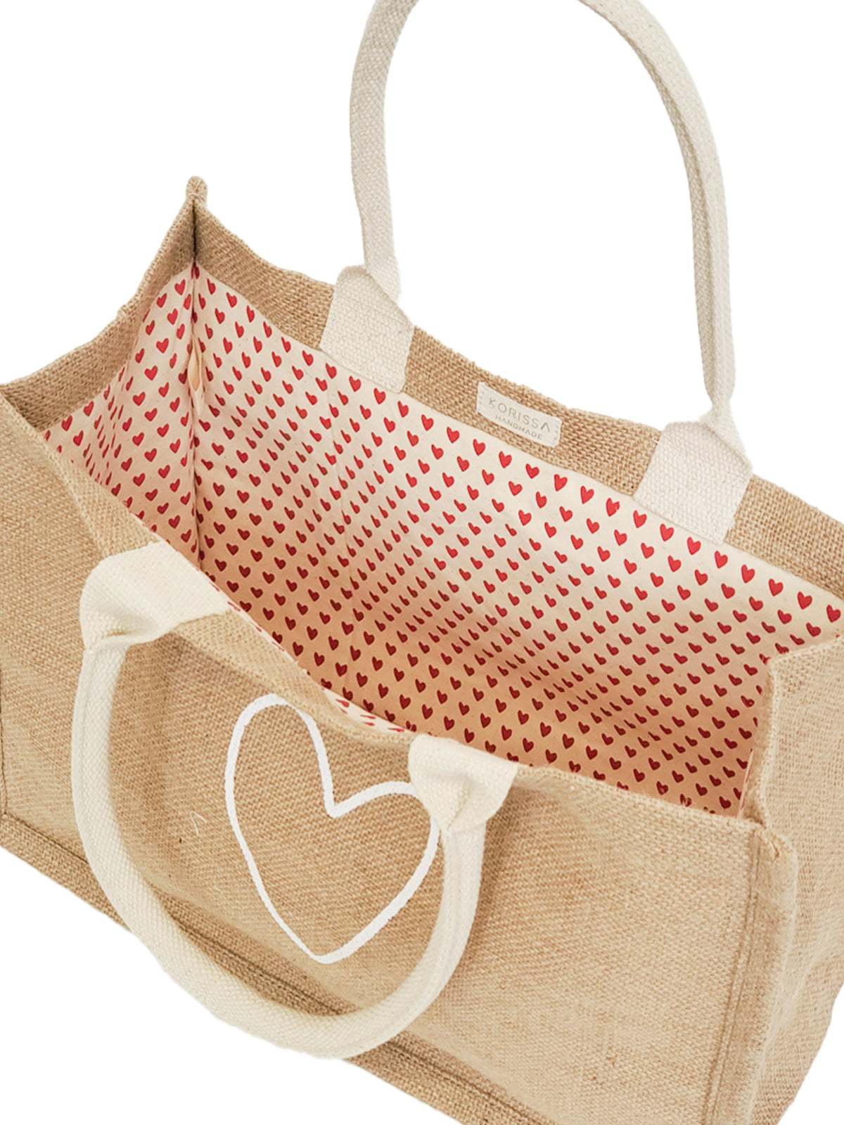 Jute Canvas Shopping Bag - Love - Chickadees Wooden Toys
