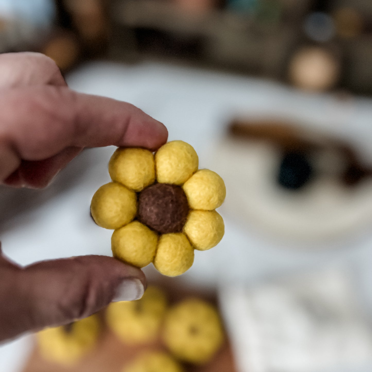 5 Wool Felt Sunflowers