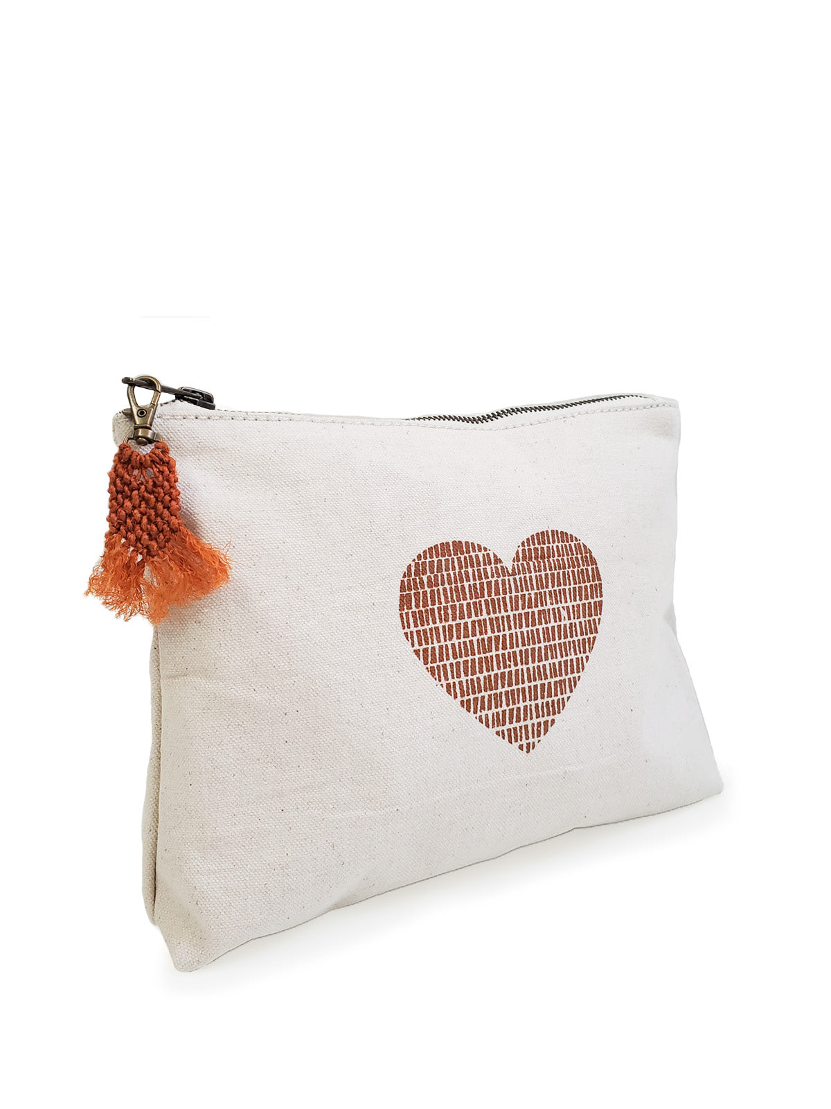 Hand Screen Printed Cotton Canvas Pouch - Love - Chickadees Wooden Toys