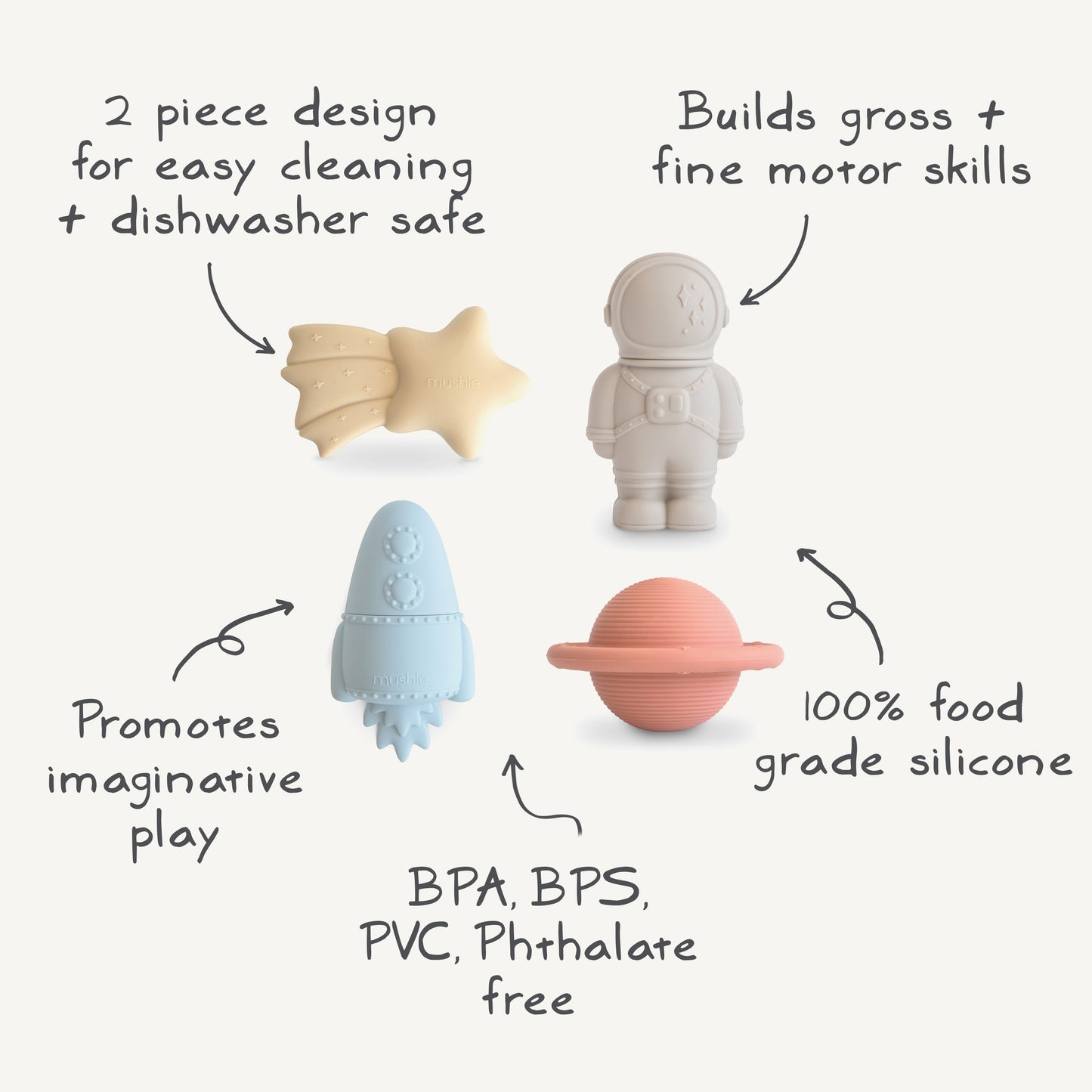 Space Mold Free Bath Play Set - Chickadees Wooden Toys