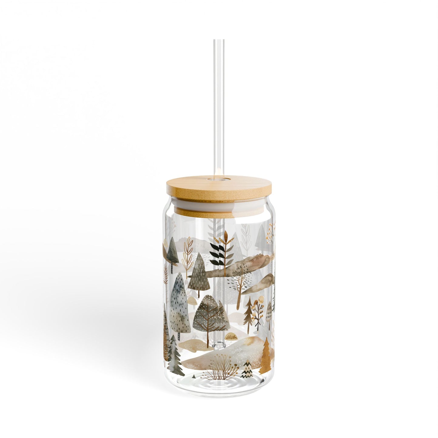 Nature-Inspired Sipper Glass - 16oz with Eco-Friendly Bamboo Lid