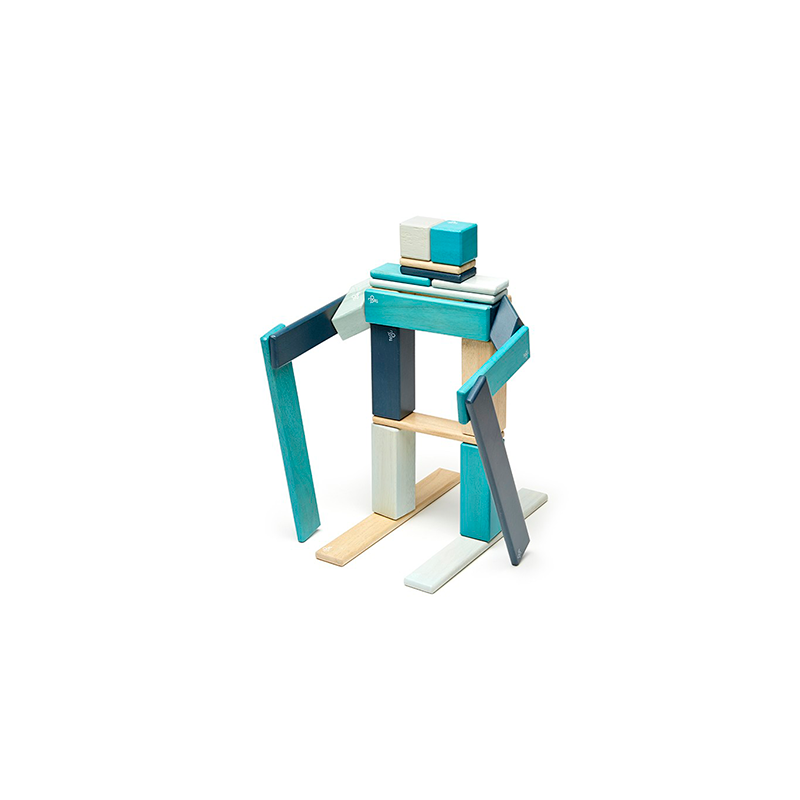 24-Piece Set <br>Magnetic Wooden Blocks <br>Tegu Classics - Chickadees Wooden Toys