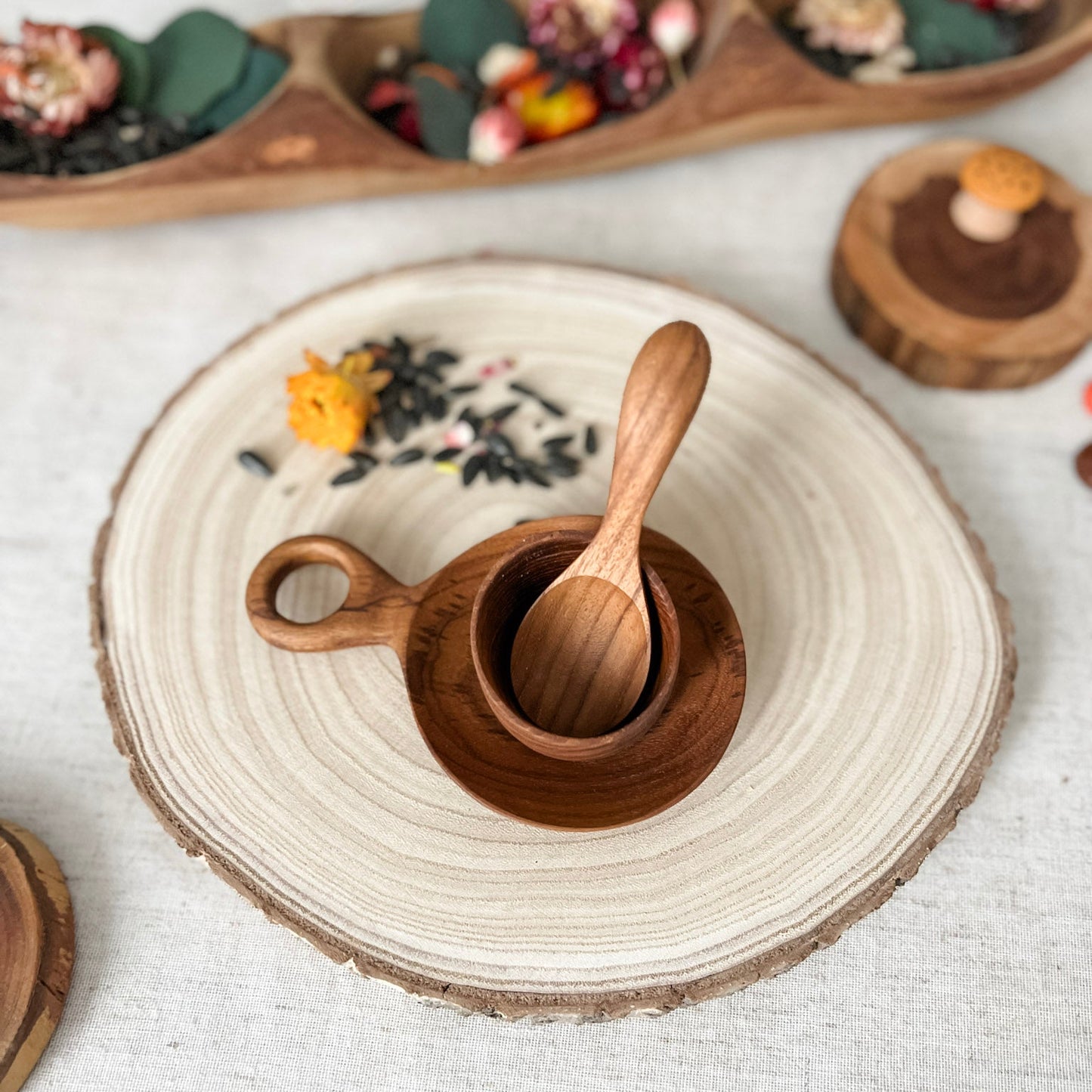 Teak Wood Scoop & Serve Set