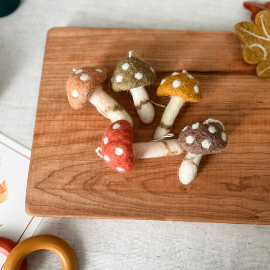 Wool Felt Mushrooms - Chickadees Wooden Toys