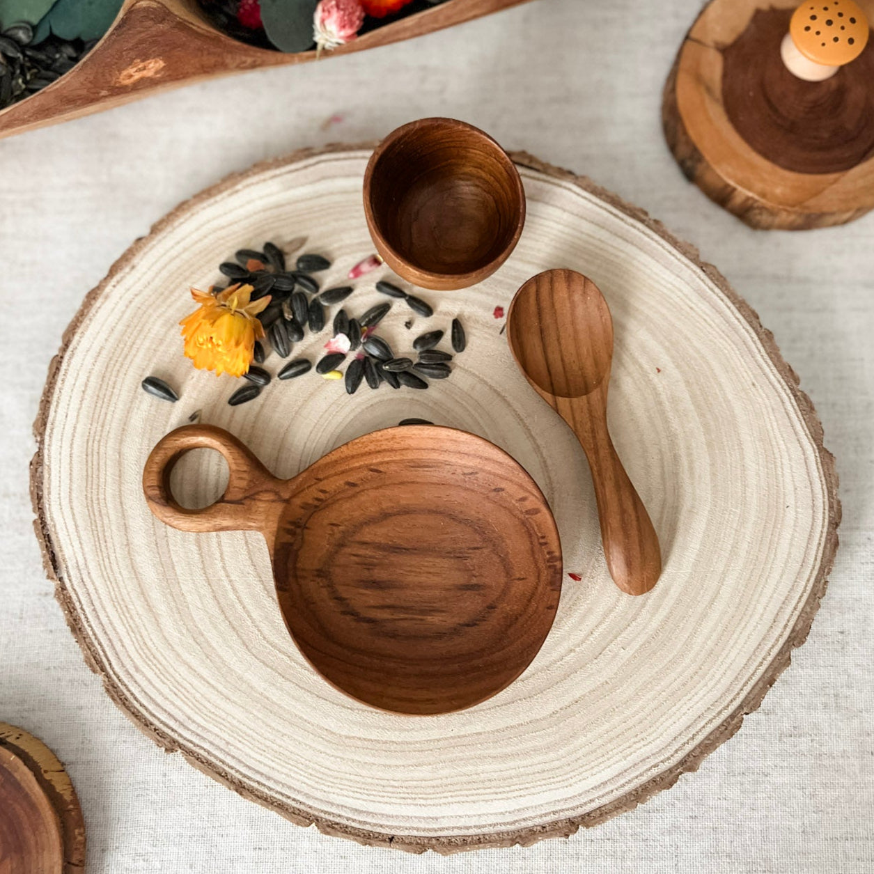 Teak Wood Scoop & Serve Set