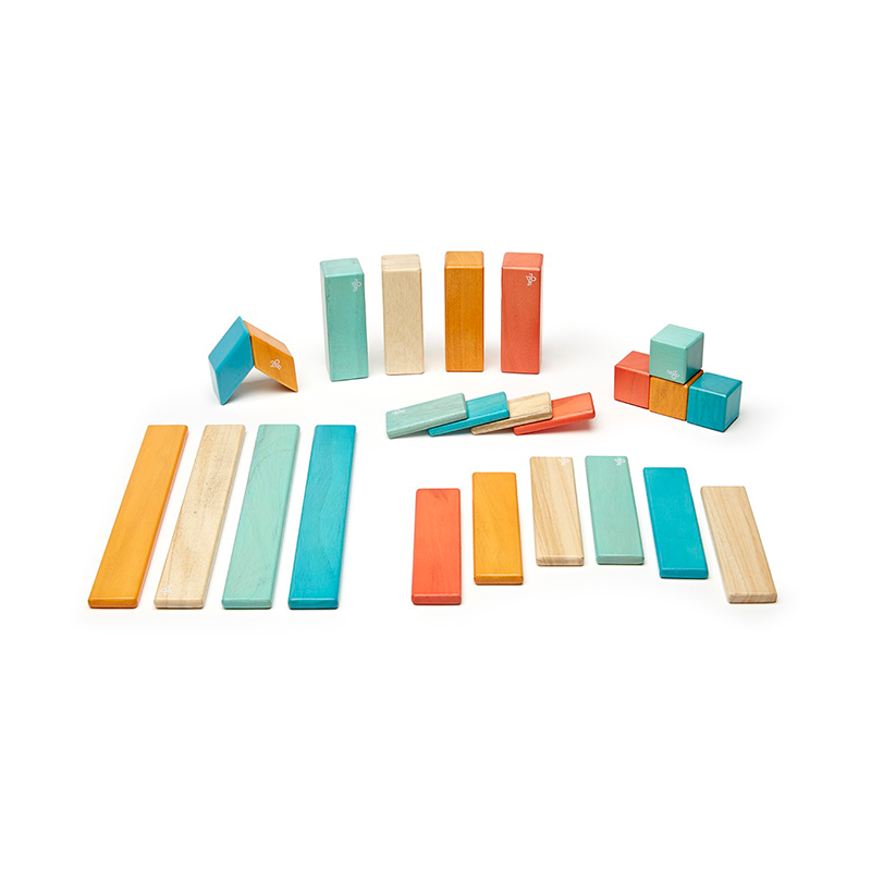 24-Piece Set <br>Magnetic Wooden Blocks <br>Tegu Classics - Chickadees Wooden Toys