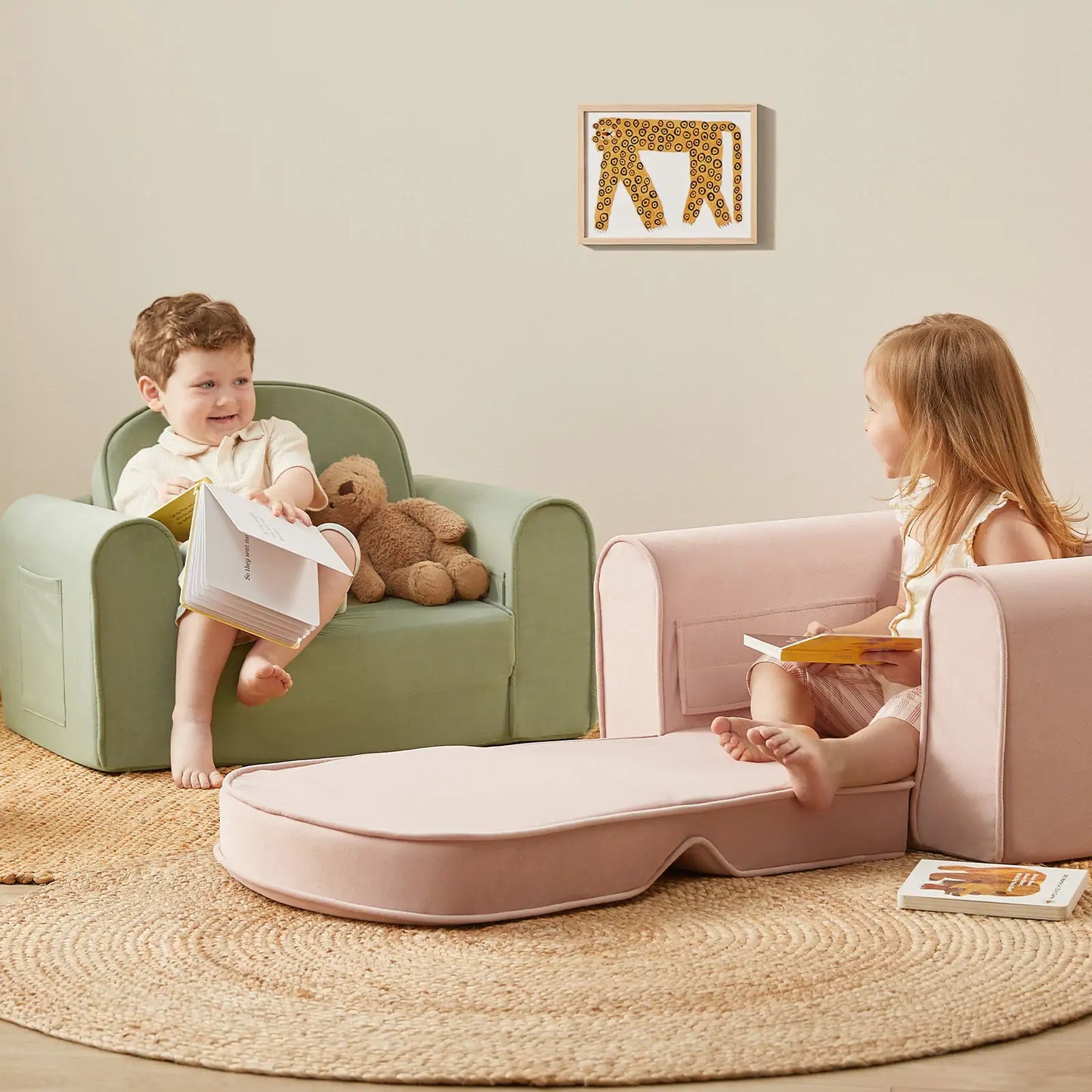 Tiny Land® GentleSnug Kid Chair - Sage - Chickadees Wooden Toys