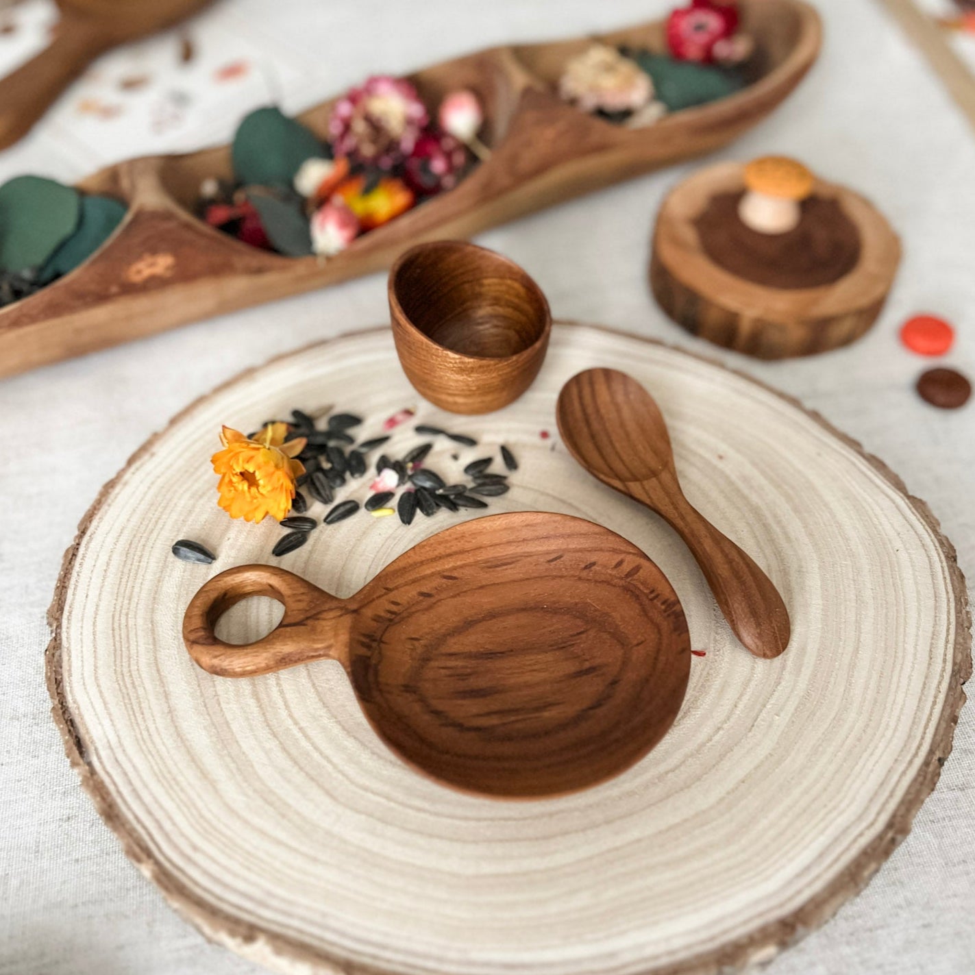 Teak Wood Scoop & Serve Set