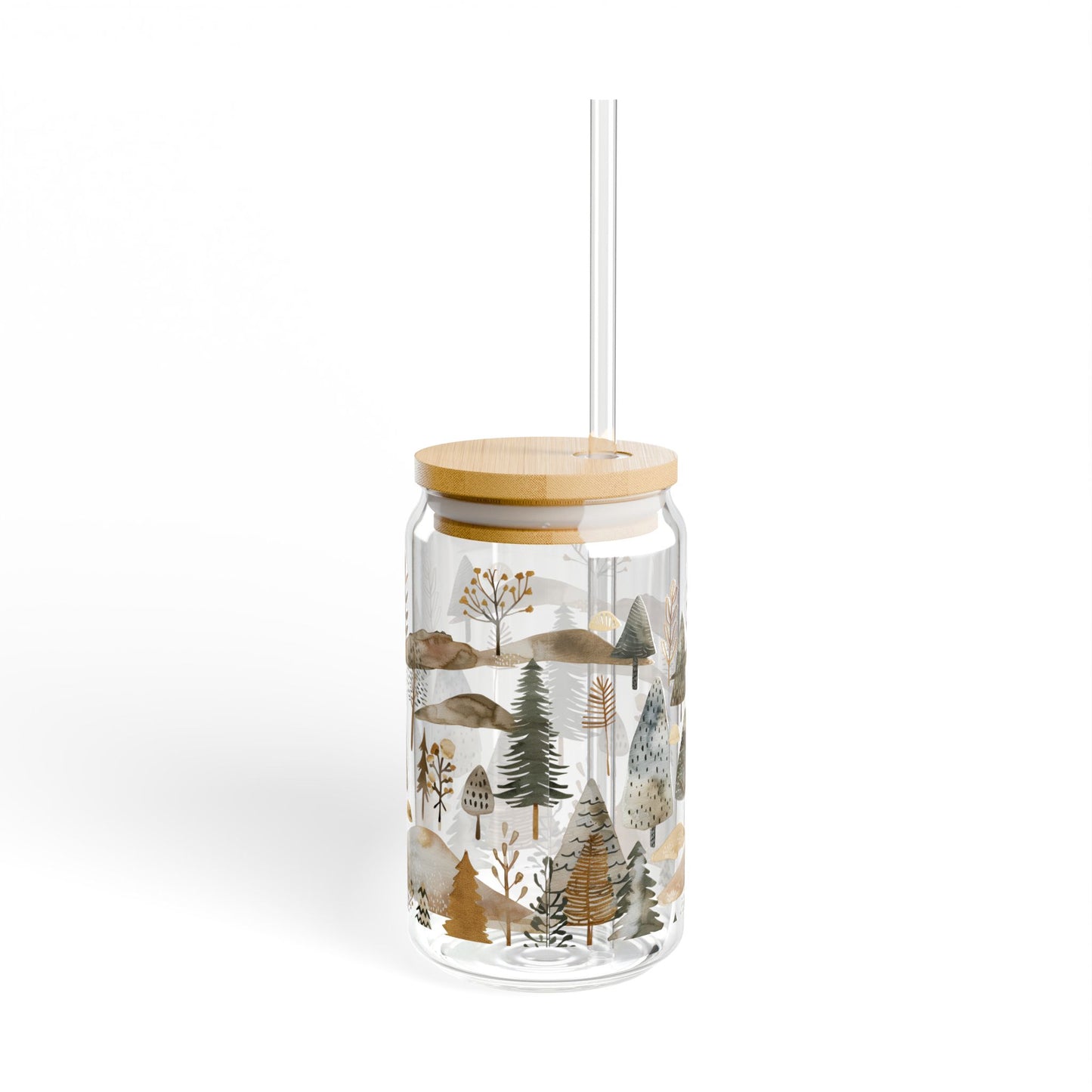 Nature-Inspired Sipper Glass - 16oz with Eco-Friendly Bamboo Lid