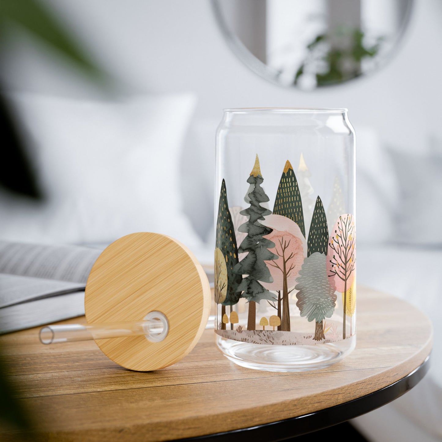 Nature-Inspired Sipper Glass - 16oz with Eco-Friendly Bamboo Lid