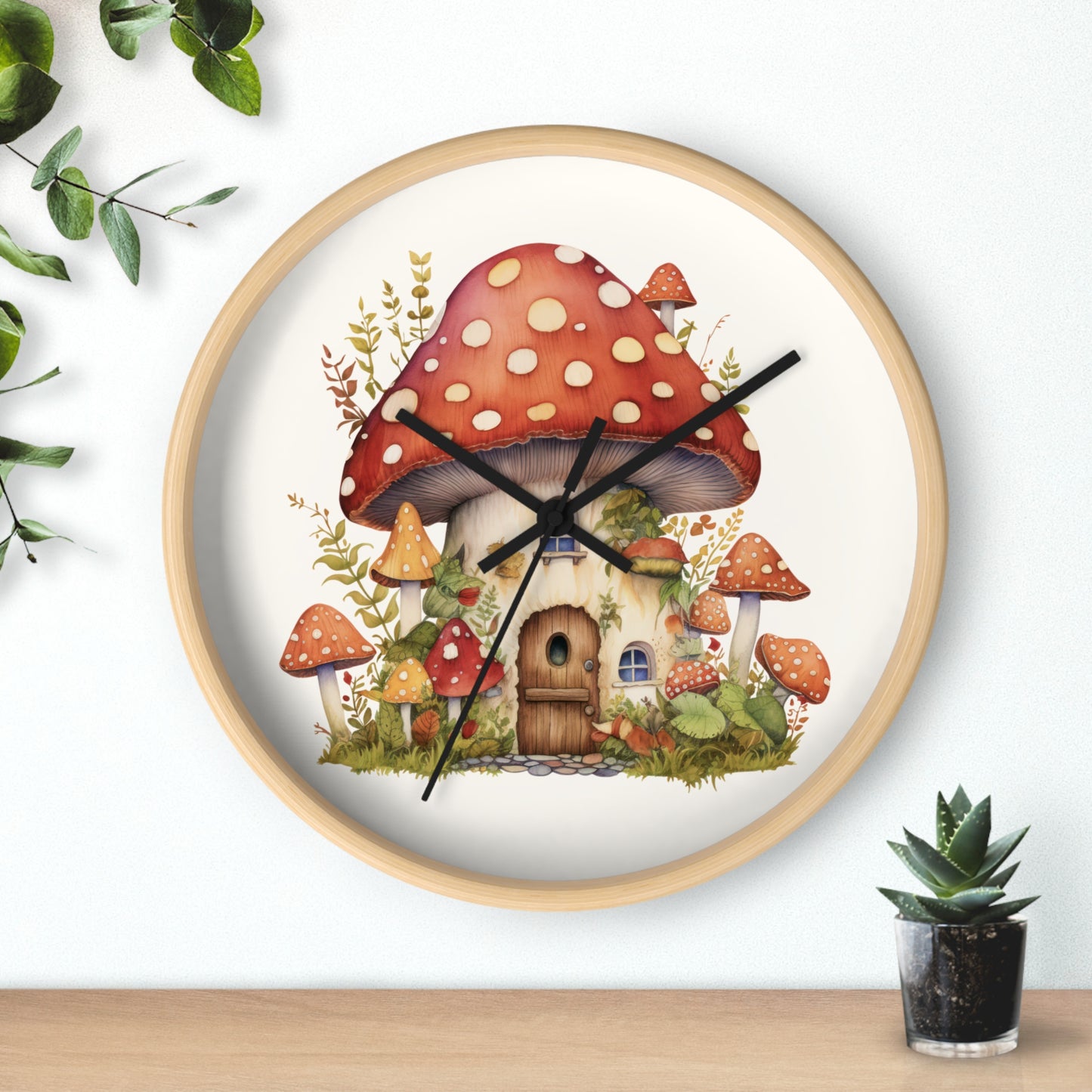 Charming Mushroom House Wall Clock - Whimsical Home Decor for Nature Lovers