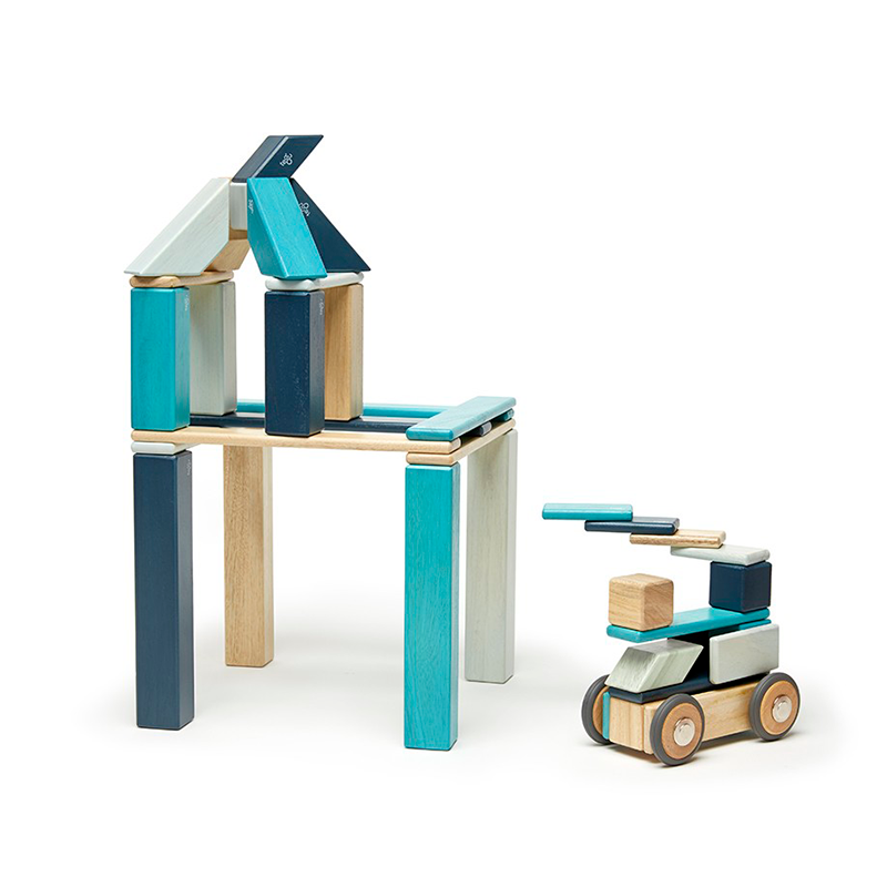 42-Piece Set <br>Magnetic Wooden Blocks <br>Tegu Classics - Chickadees Wooden Toys