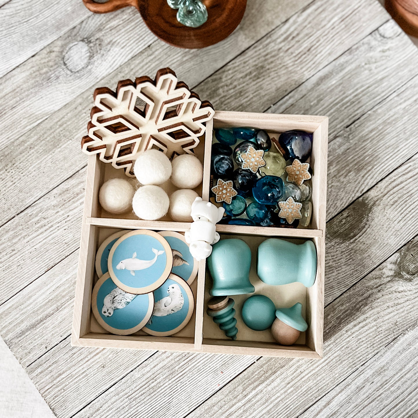 Arctic Animal Tinker Tray - Chickadees Wooden Toys