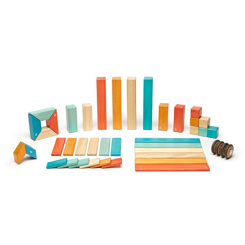 42-Piece Set <br>Magnetic Wooden Blocks <br>Tegu Classics - Chickadees Wooden Toys
