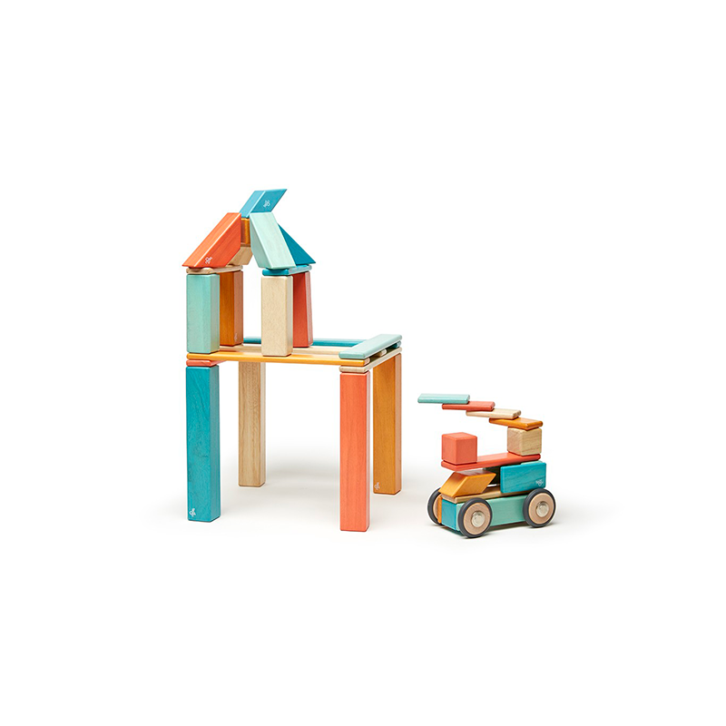 42-Piece Set <br>Magnetic Wooden Blocks <br>Tegu Classics - Chickadees Wooden Toys