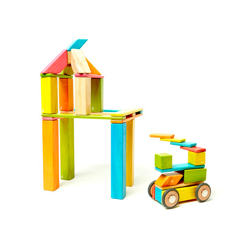 42-Piece Set <br>Magnetic Wooden Blocks <br>Tegu Classics - Chickadees Wooden Toys