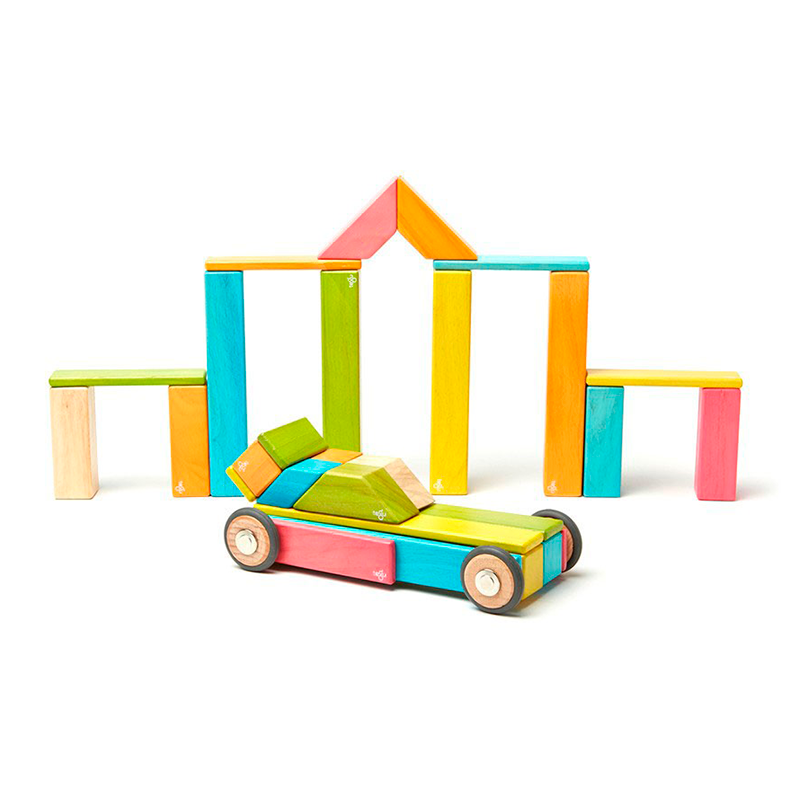 42-Piece Set <br>Magnetic Wooden Blocks <br>Tegu Classics - Chickadees Wooden Toys