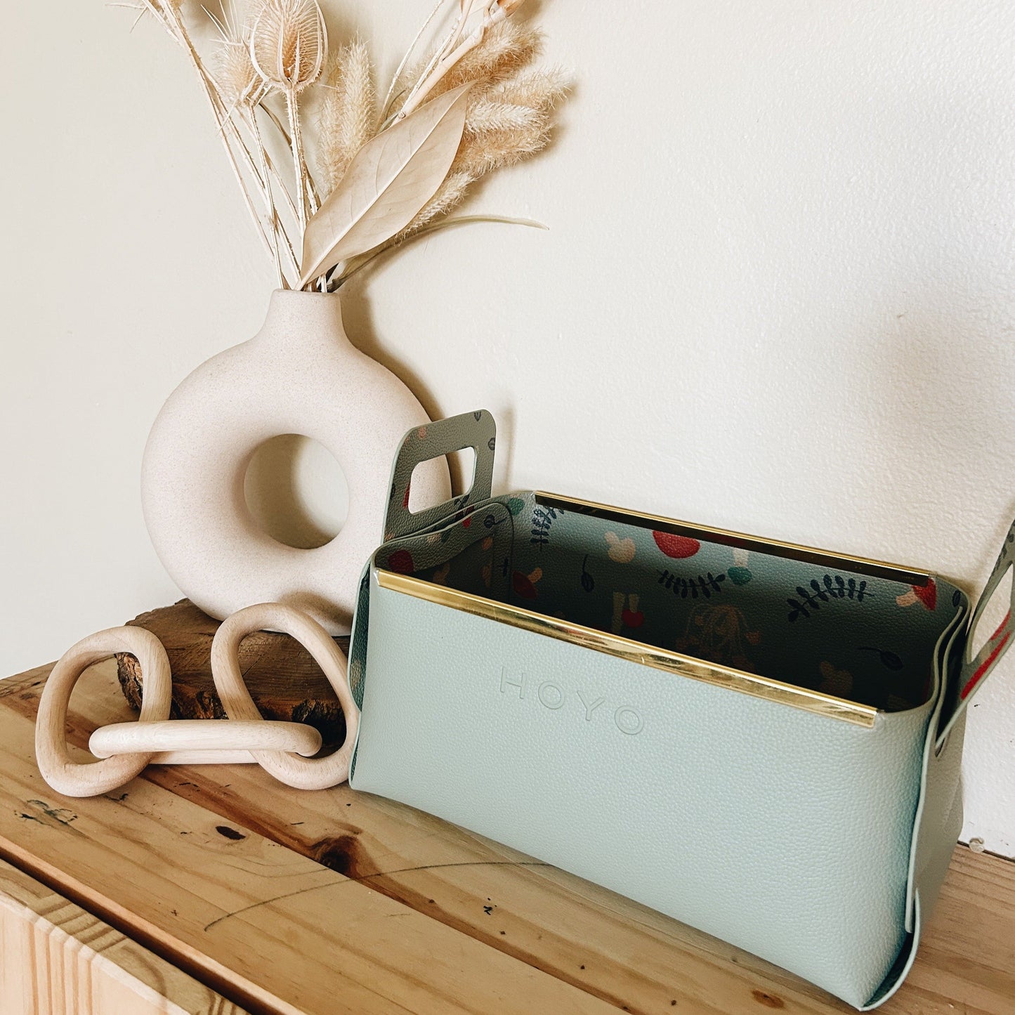 Reversible Origami Tote (mushroom & mint) - Chickadees Wooden Toys