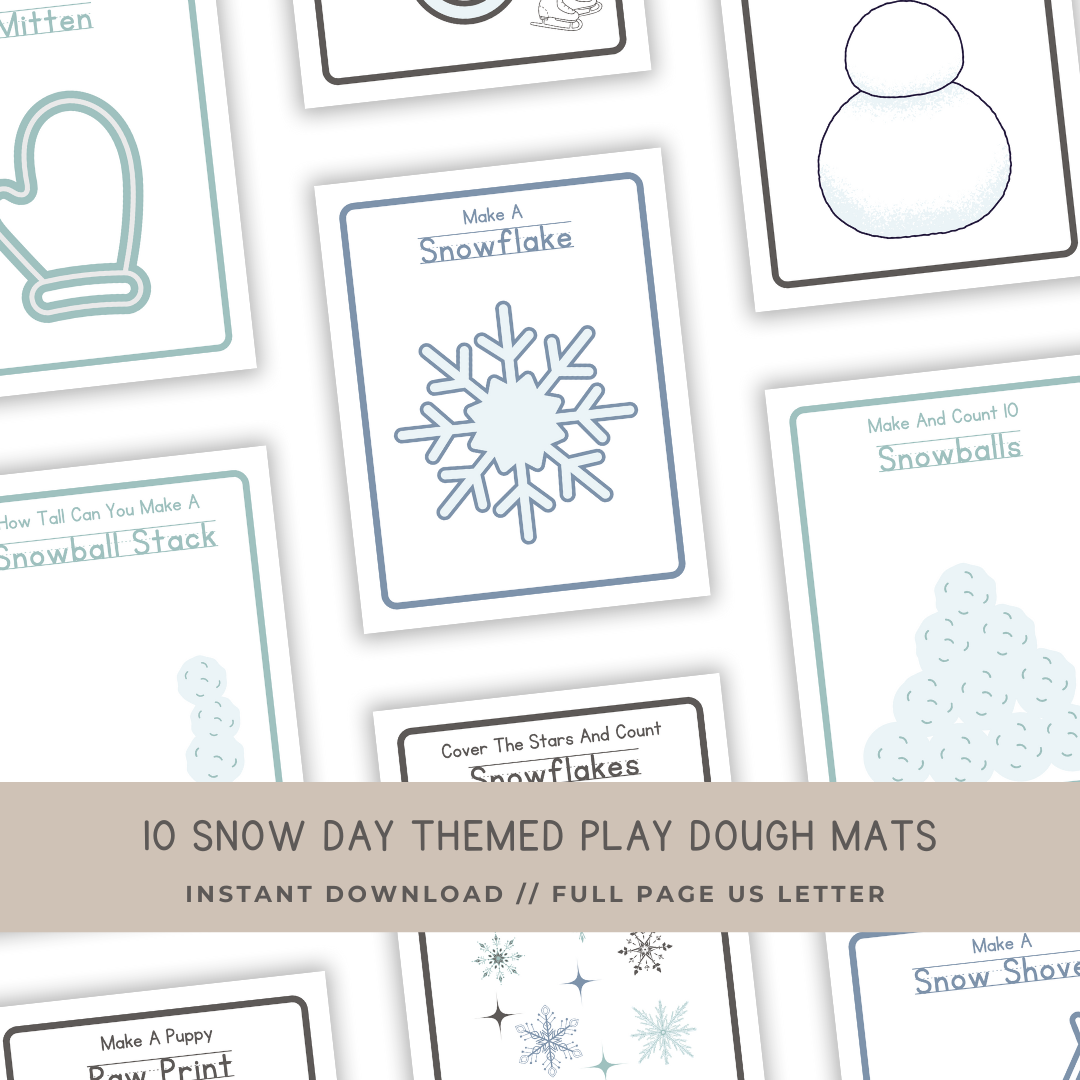10 Snow Day Play Dough Mats - Digital Download - Chickadees Wooden Toys