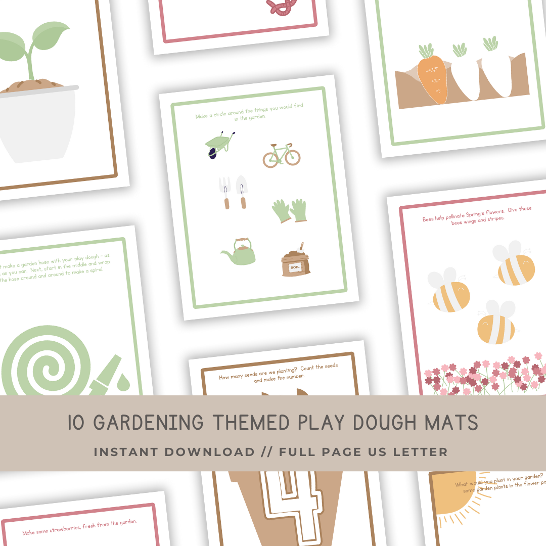 10 Gardening Themed Play Dough Mats - Digital Download - Chickadees Wooden Toys