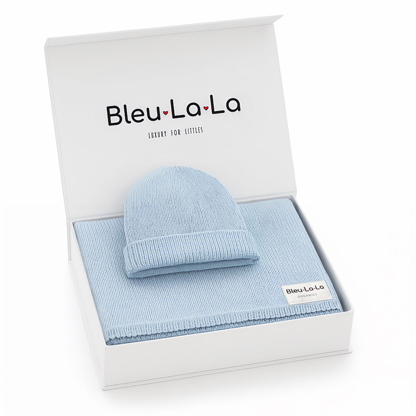Luxe Collection 100% Organic Cotton Luxury Knit Baby Blanket + Hat Set with Gift Box - Chickadees Wooden Toys
