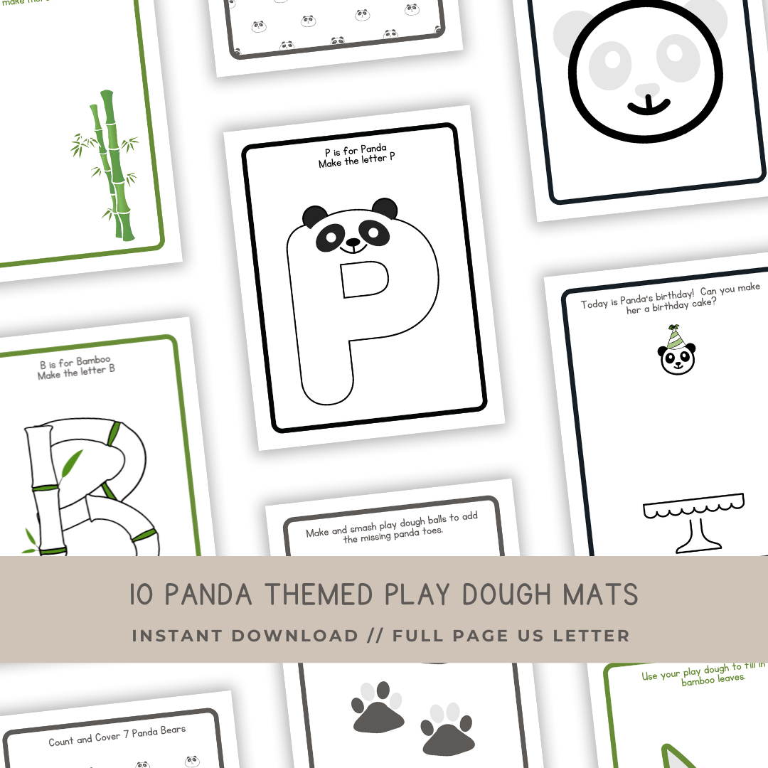 10 Panda Themed Play Dough Mats - Digital Download - Chickadees Wooden Toys