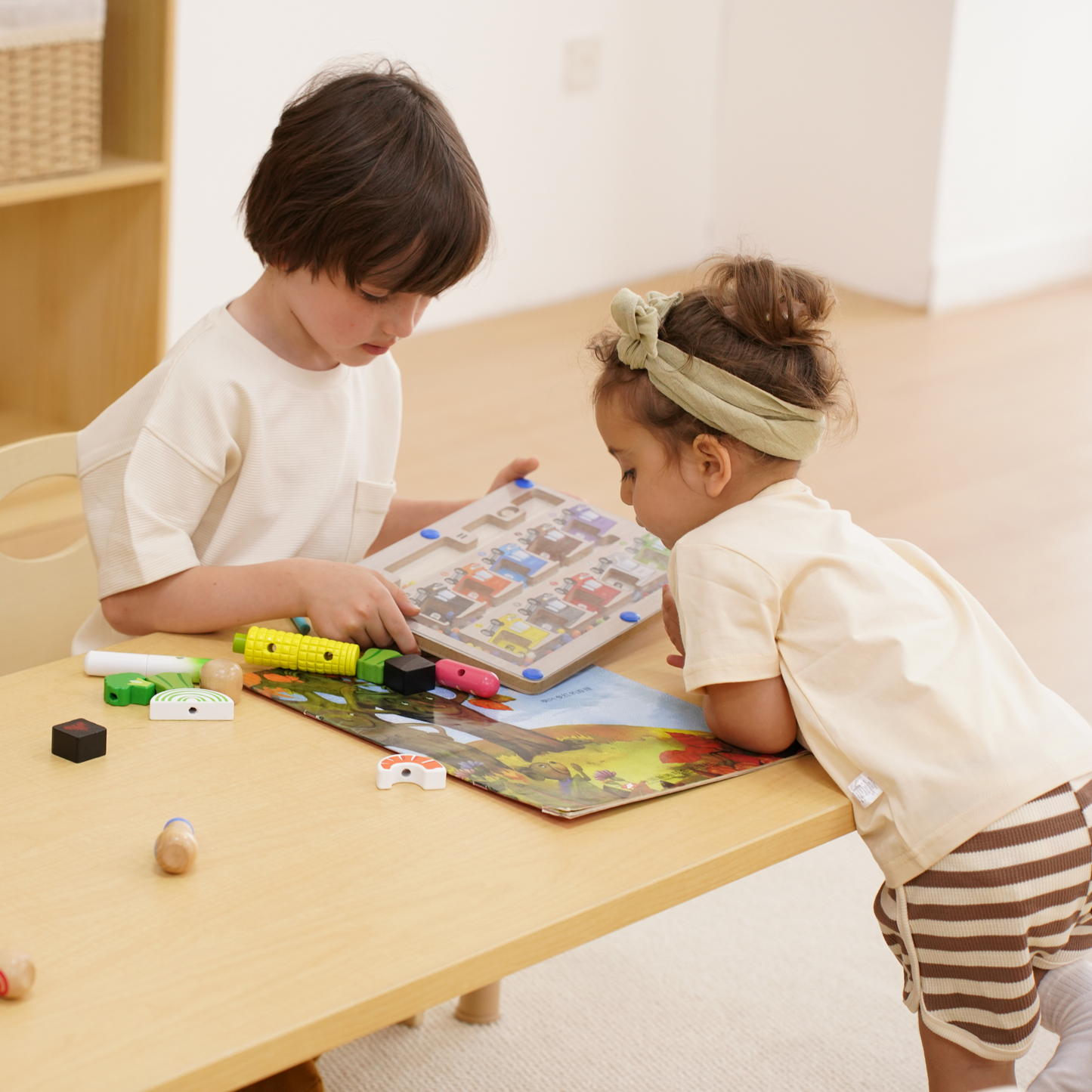 Avenlur Adrian Multi-Height Adjustable Wooden Table and Chairs Set - Montessori Inspired for Toddlers & Kids - Chickadees Wooden Toys