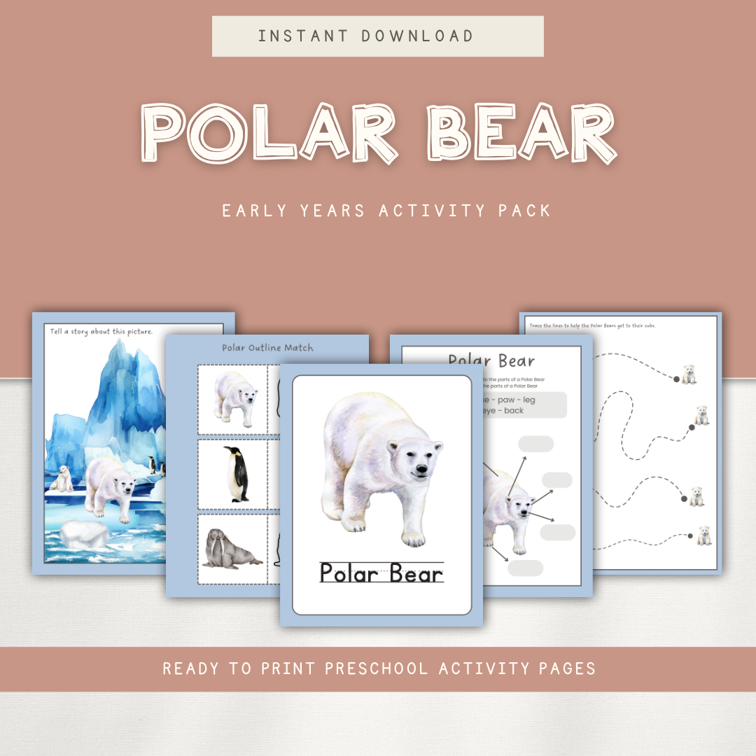 Polar Bear - Preschool Activity Pages - Chickadees Wooden Toys