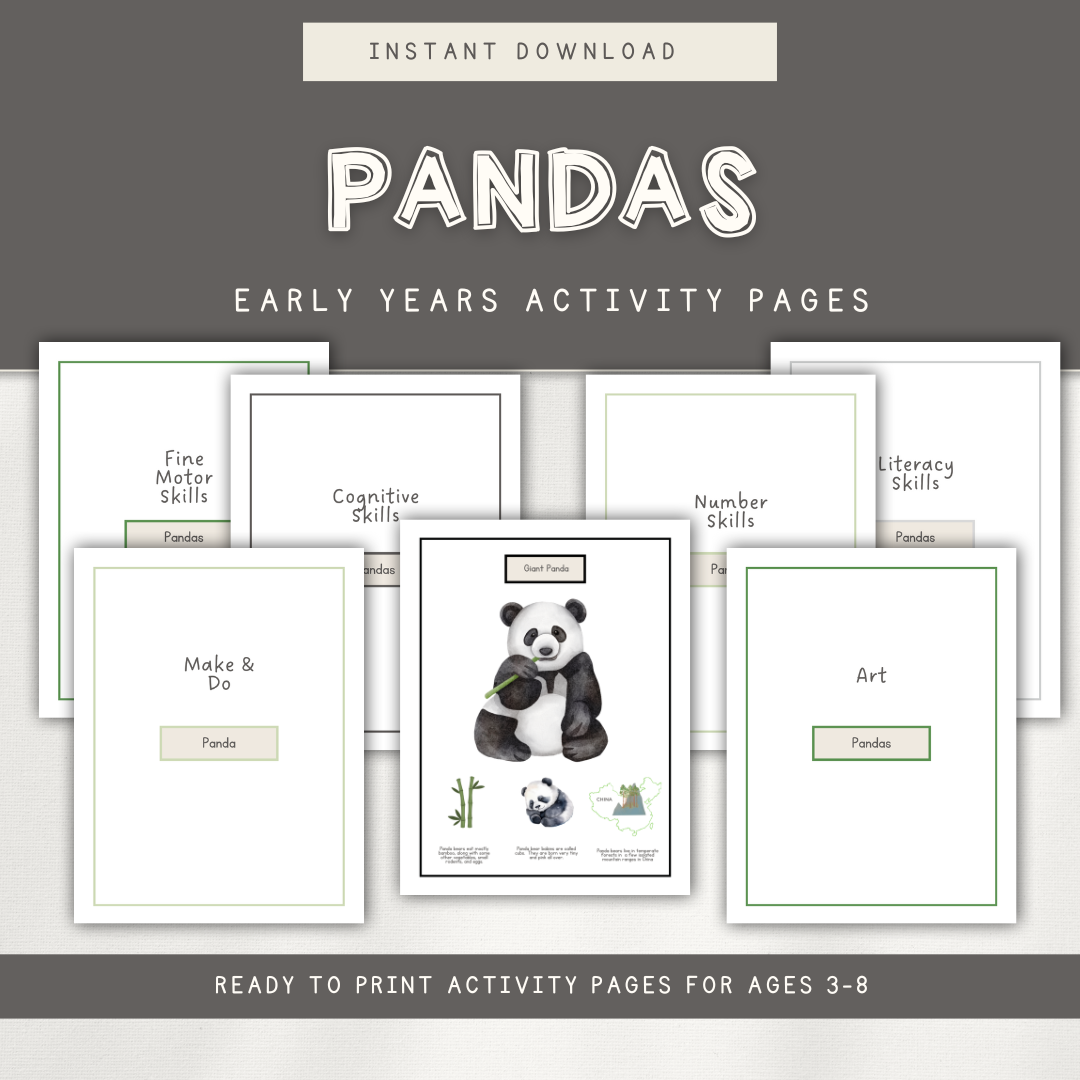 Panda Themed Activity Pages - Digital Download - Chickadees Wooden Toys