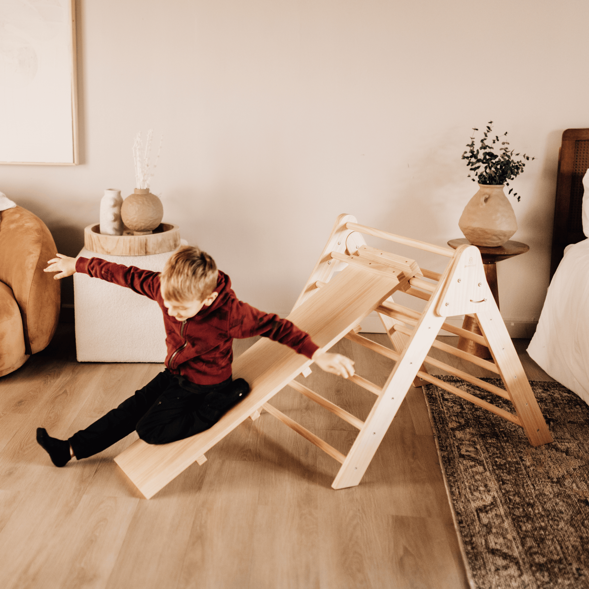 Olive- Pikler Triangle Ladder and Climber Slide - Multiple Sizes - Chickadees Wooden Toys