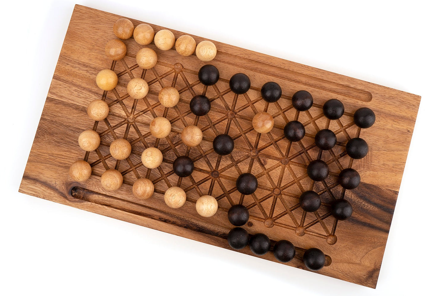 Fanorona - Wood Board Game For Two Players - Chickadees Wooden Toys