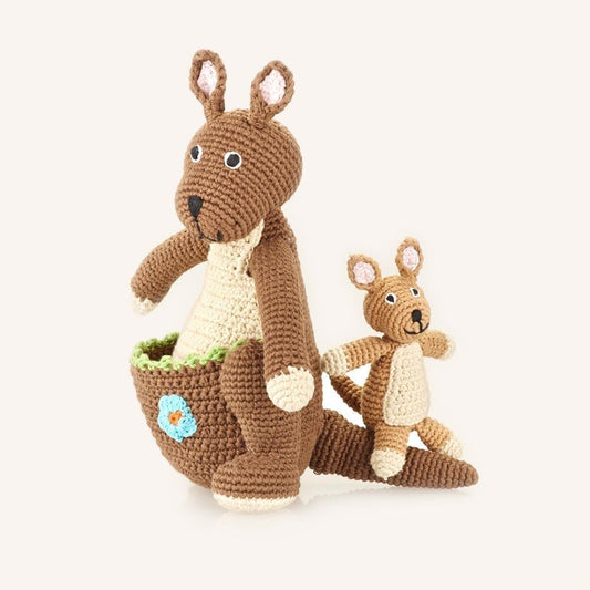 Large Kangaroo with Kid - Chickadees Wooden Toys