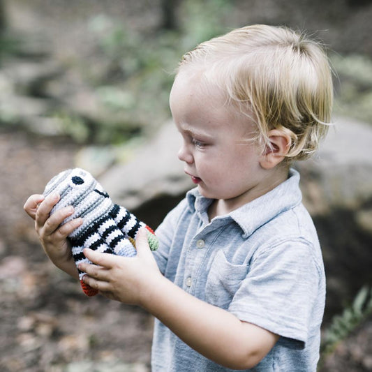 Octopus Rattle Black and White - Chickadees Wooden Toys