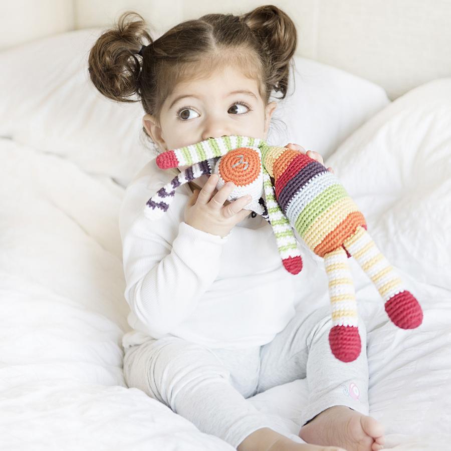 Velvety Plush Organic Rainbow Bunny