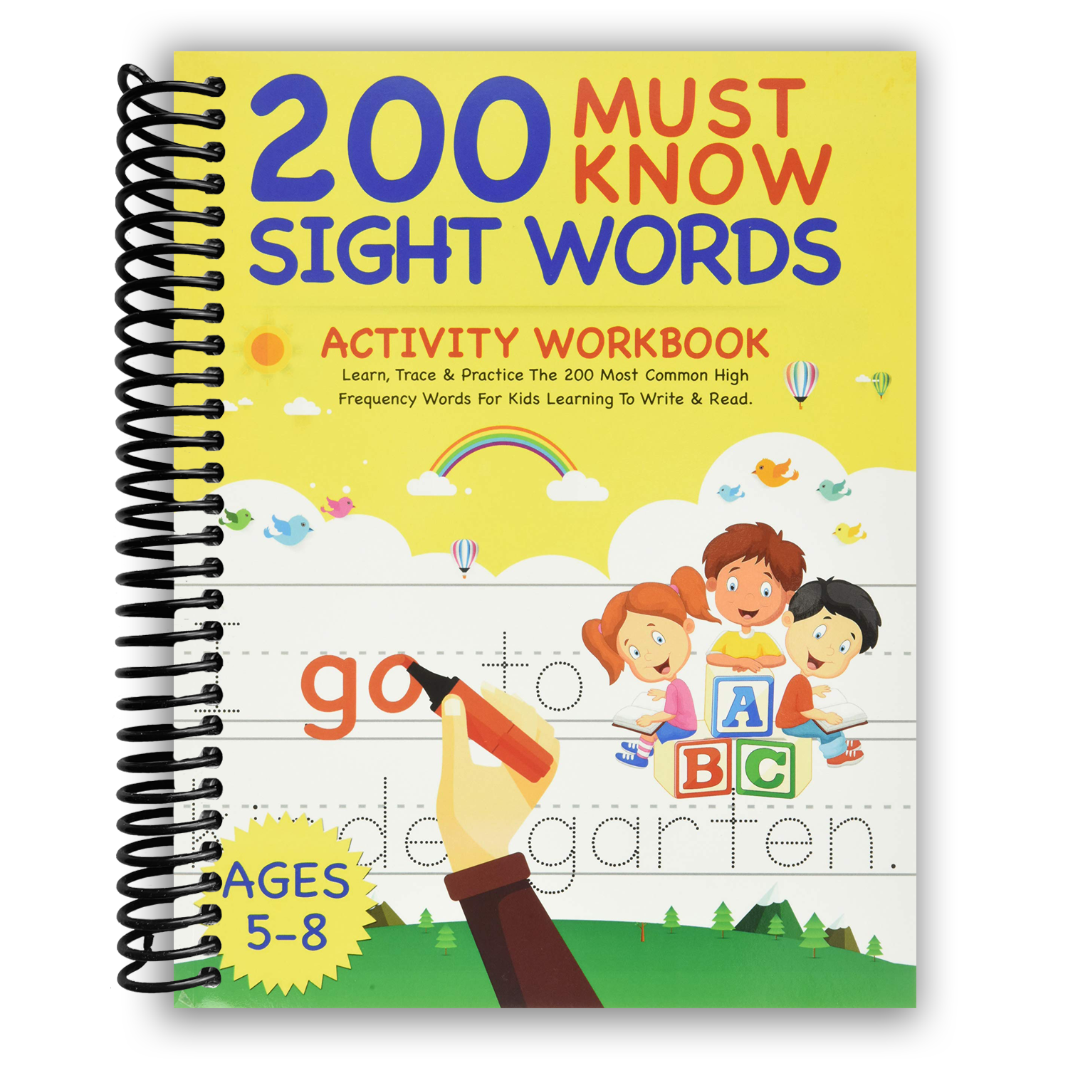 200 Must Know Sight Words Activity Workbook (Spiral Bound) | Chickadees  Wooden Toys, image size:1500x1500