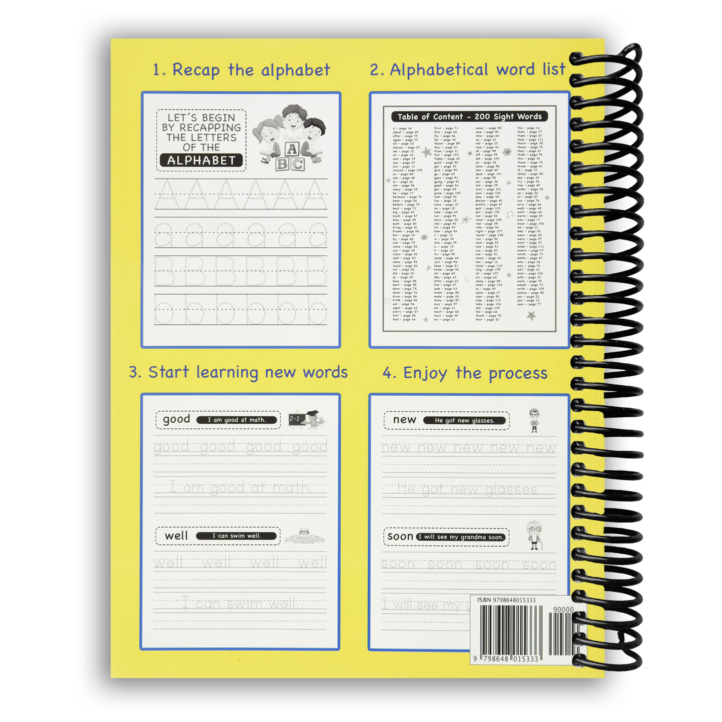 200 Must Know Sight Words Activity Workbook (Spiral Bound) - Chickadees Wooden Toys