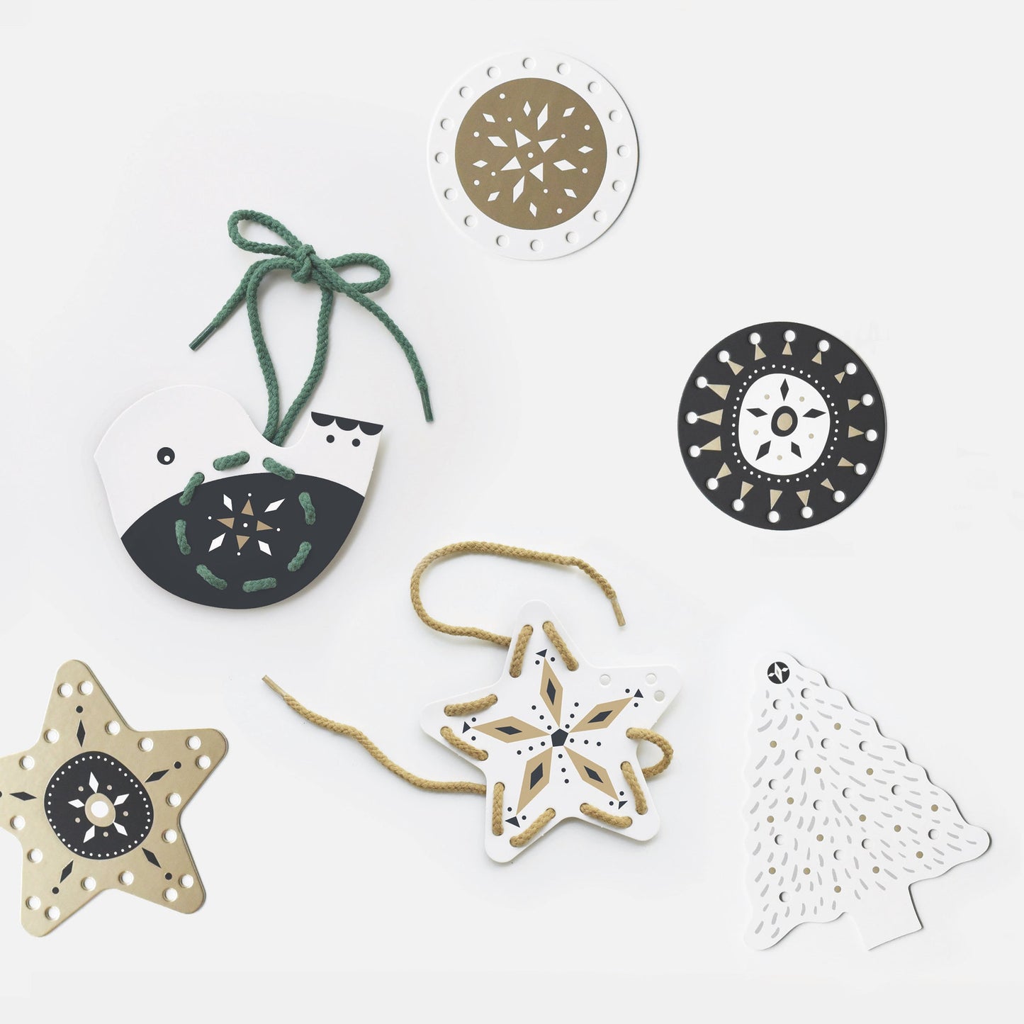 Festive Fun Lacing Ornaments - Chickadees Wooden Toys