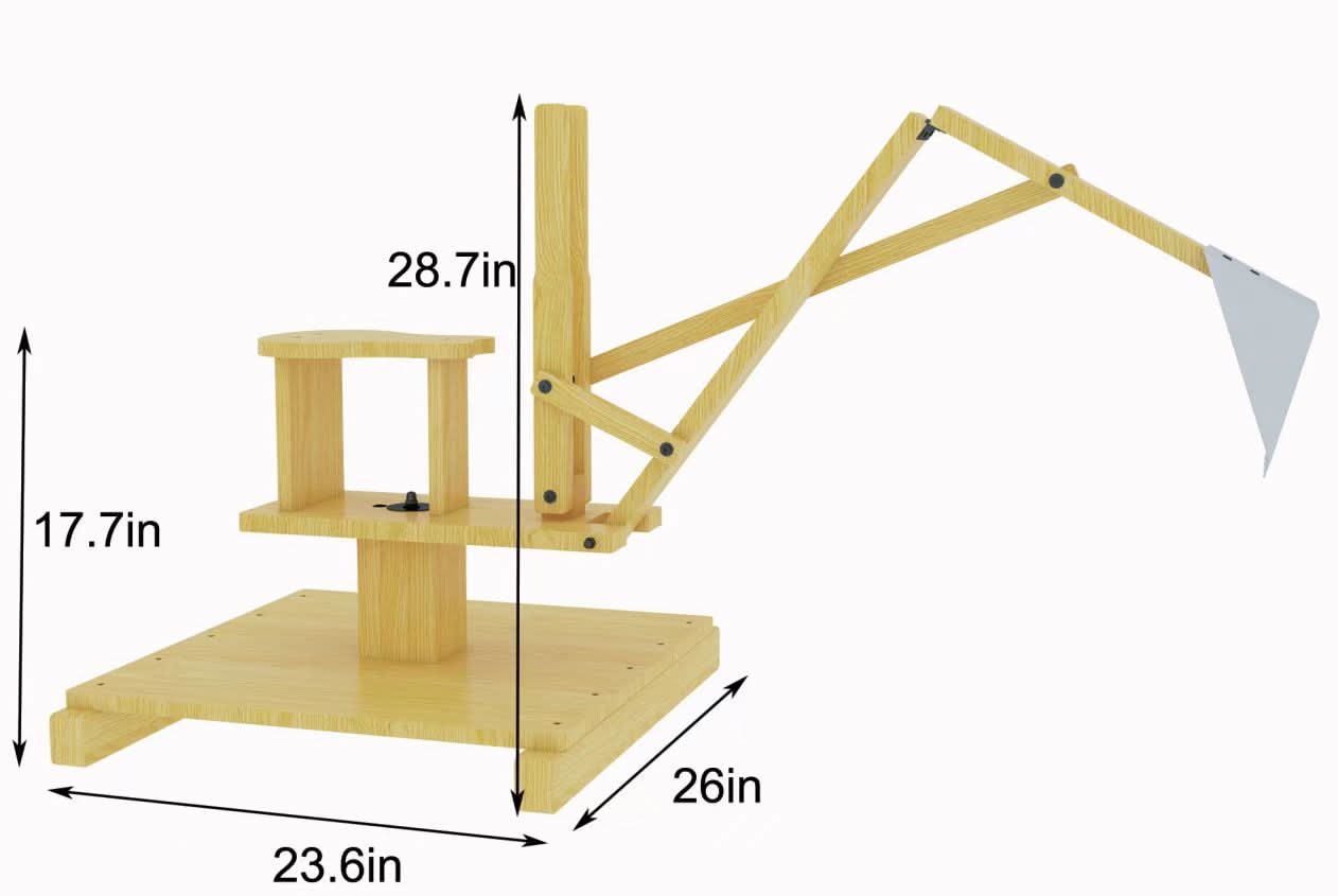 Outdoor Excavator Digger Toy for Kids | Backyard Construction Ride-On (Sandbox Not Included) - Chickadees Wooden Toys