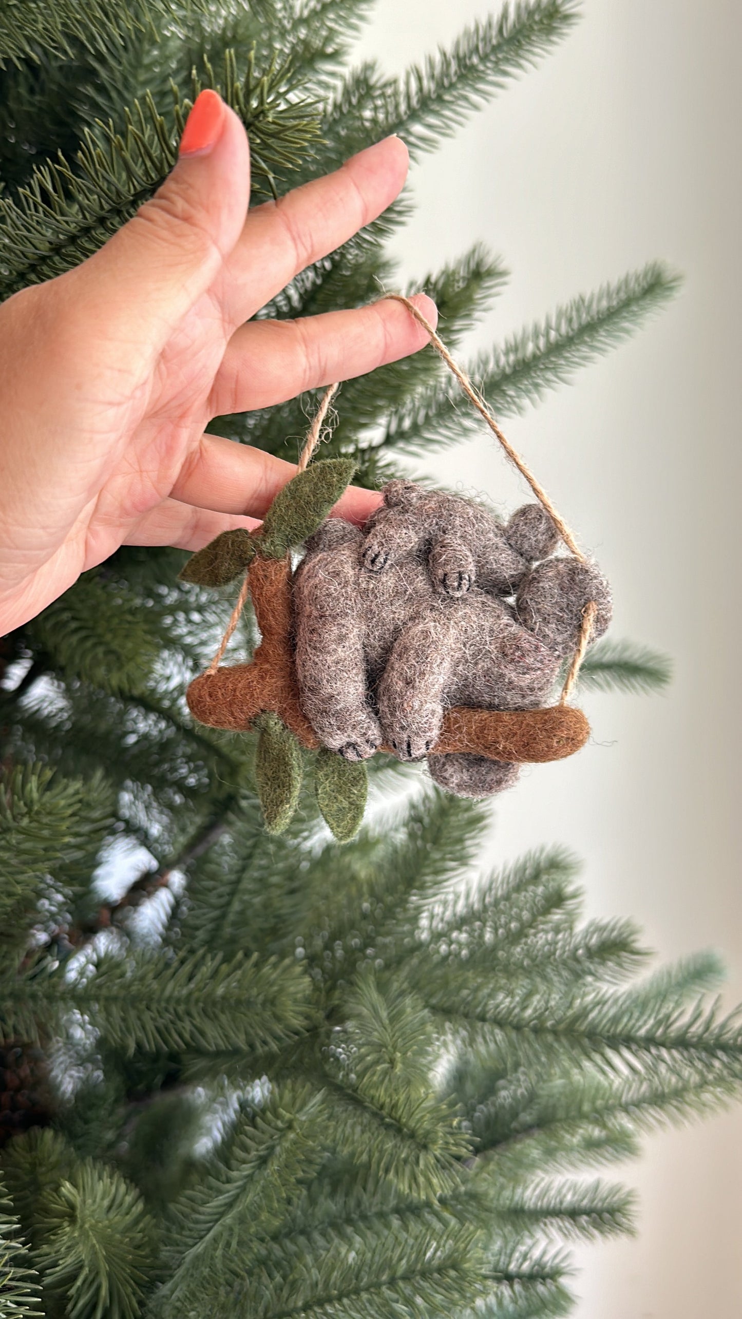 Felt Koala with Baby Ornament - Chickadees Wooden Toys