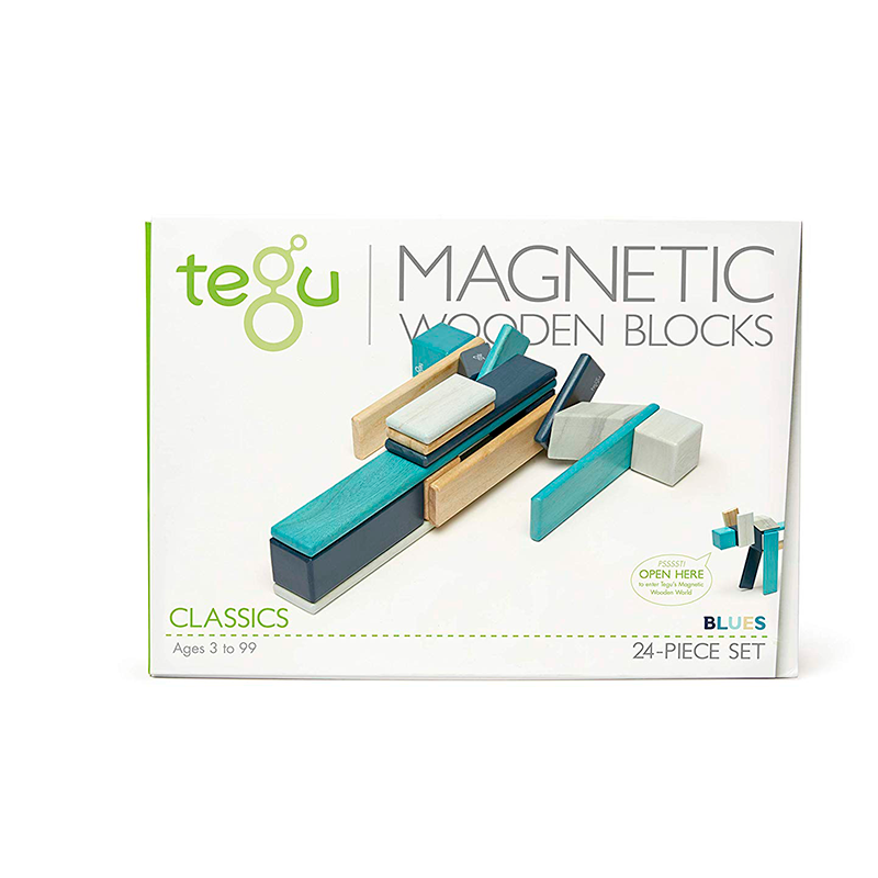 24-Piece Set <br>Magnetic Wooden Blocks <br>Tegu Classics - Chickadees Wooden Toys