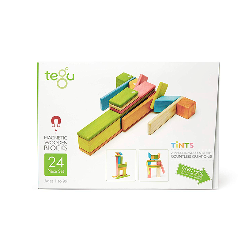 24-Piece Set <br>Magnetic Wooden Blocks <br>Tegu Classics - Chickadees Wooden Toys
