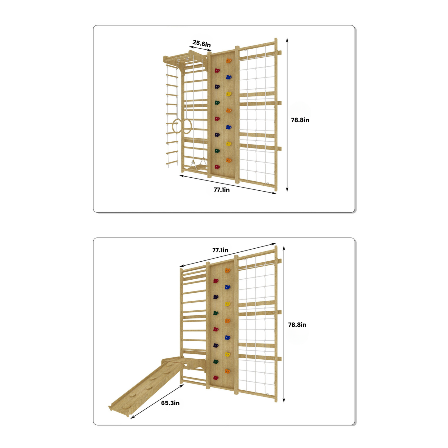 Walnut 9-in-1 Swedish Ladder Wall Gym | Indoor Wooden Climber & Activity Set for Kids - Chickadees Wooden Toys