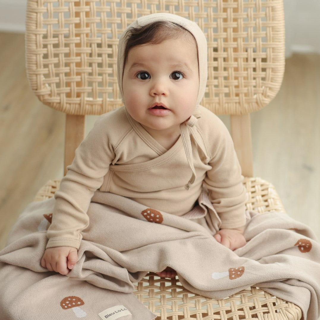 Luxury Knit Mushroom Swaddle Baby Blanket - Chickadees Wooden Toys