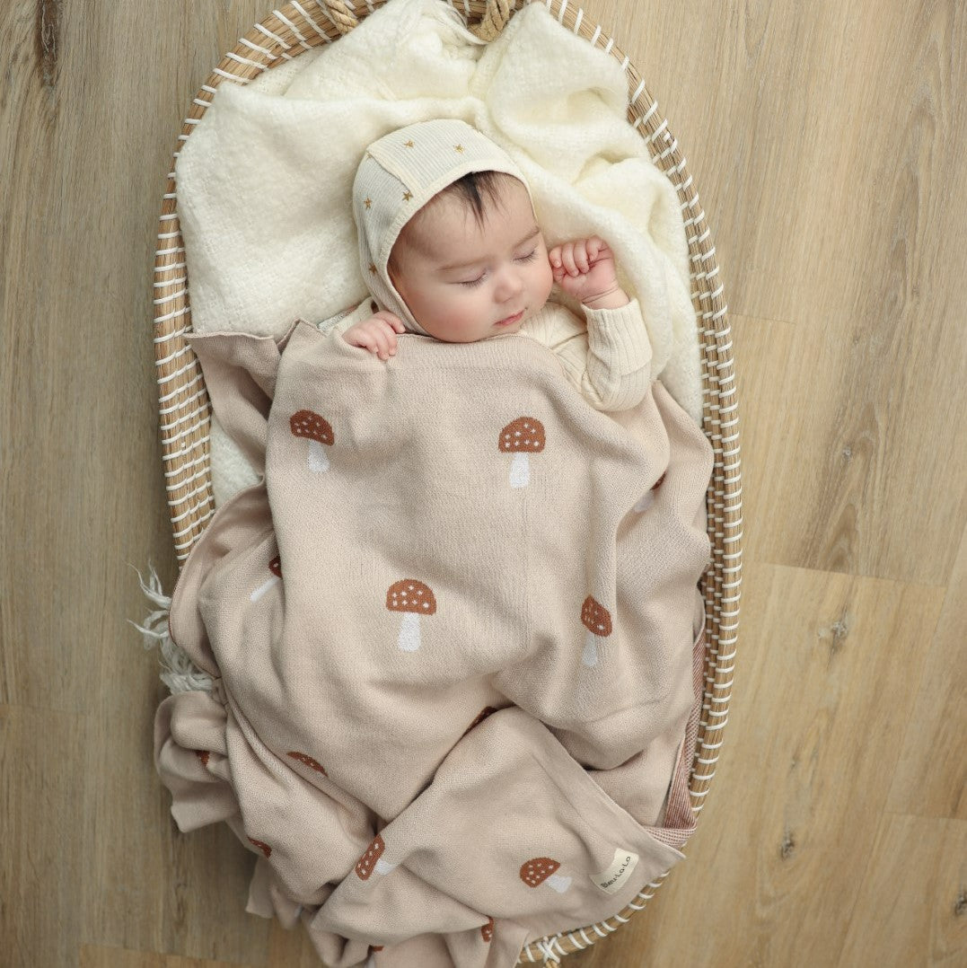 Luxury Knit Mushroom Swaddle Baby Blanket - Chickadees Wooden Toys