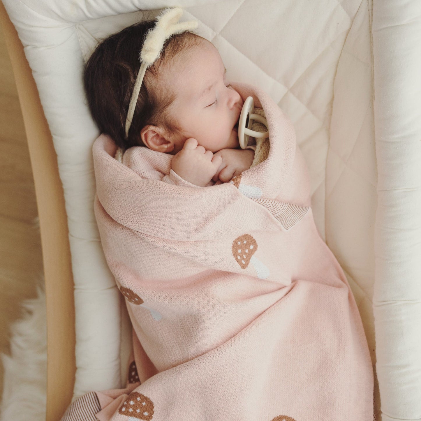 Luxury Knit Mushroom Swaddle Baby Blanket - Chickadees Wooden Toys