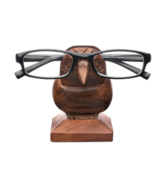 Sparrow Eyeglass Holder Stand - Handcrafted Indian Rosewood - Chickadees Wooden Toys