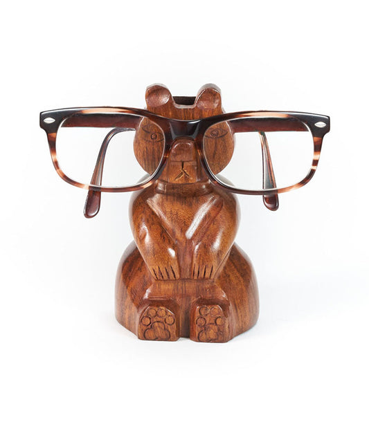 Bear Eyeglasses Holder Stand - Handcrafted Sheesham Wood - Chickadees Wooden Toys