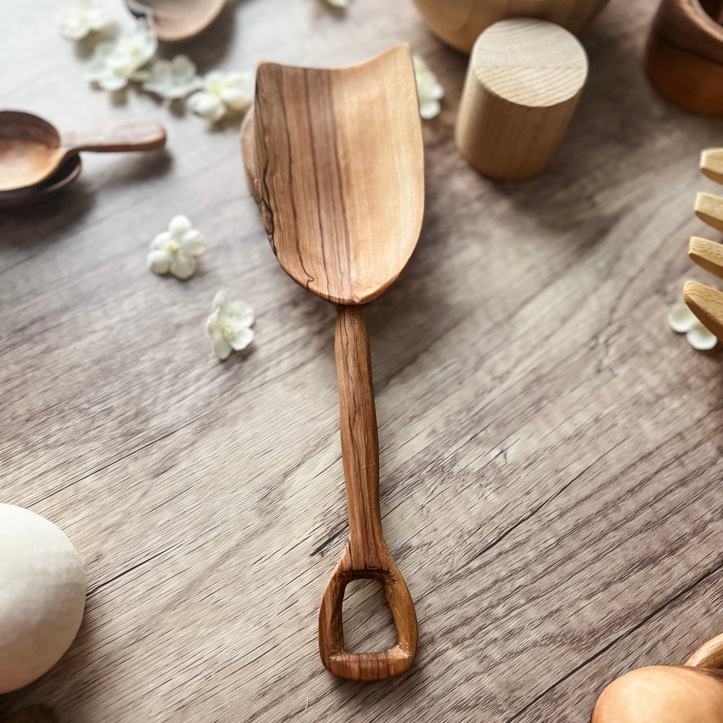 Olive Wood Shovel - Chickadees Wooden Toys